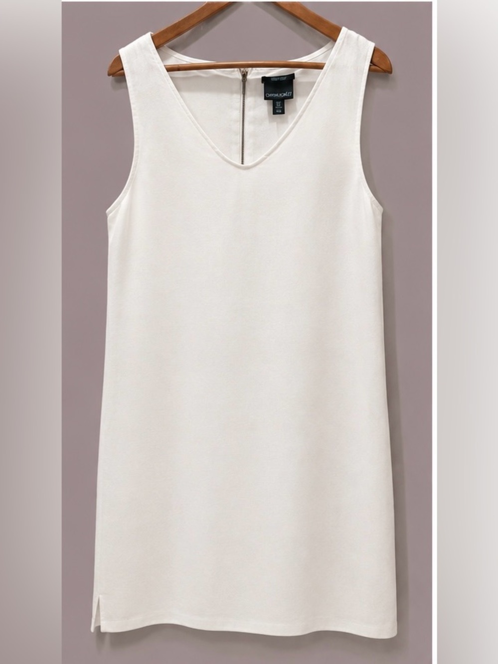 Cynthia Rowley sleeveless white linen shift dress. Size 14. #lagenlook